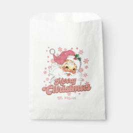 Frohe Weihnachts Retro Typografie Santa Pink Hat Geschenktütchen
