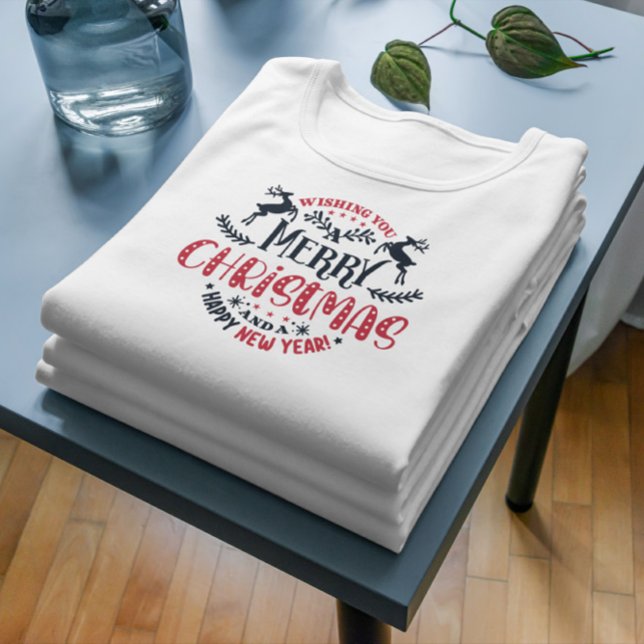 Frohe Weihnachts Retro Typografie wünschen T-Shirt (Von Creator hochgeladen)