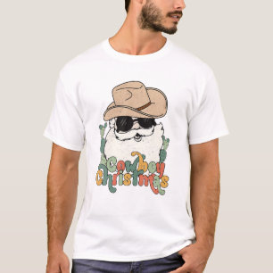 Frohe Weihnachts Retro Western Santa Cowboy T-Shirt