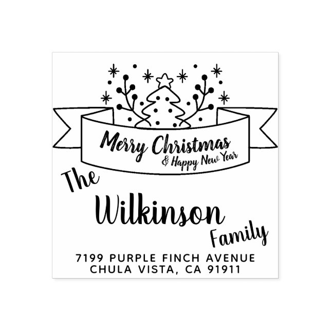 Frohe Weihnachts-Ribbon-Handschrift Gummistempel (Prägung)