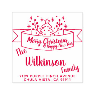 Frohe Weihnachts-Ribbon-Handschrift Permastempel