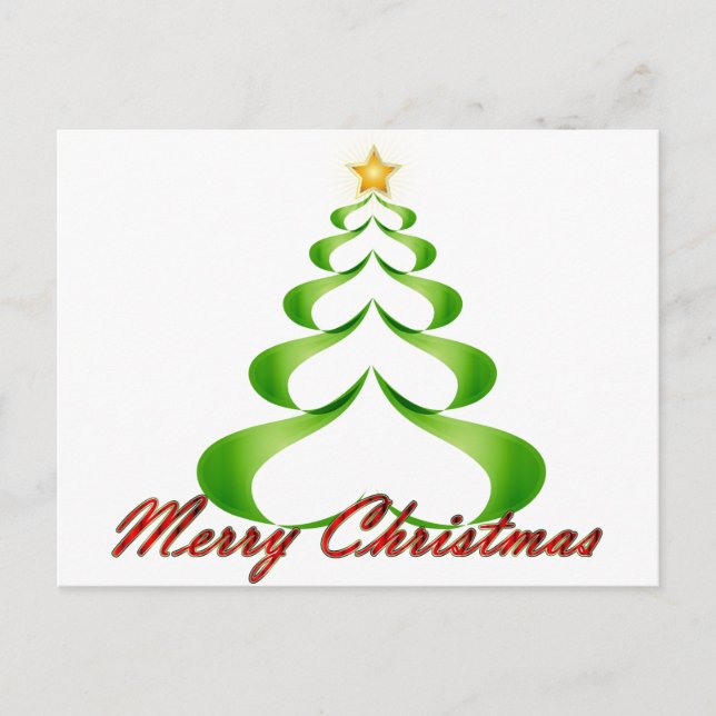 Frohe Weihnachts-Ribbon-Tree Feiertagspostkarte (Vorderseite)