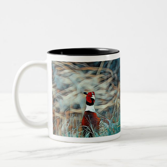 Frohe Weihnachts Ring-Nacken Pheasant Zweifarbige Tasse (Links)
