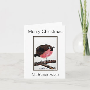 Frohe Weihnachts-Robin, Abstrakte Wasserfarben Kun Karte