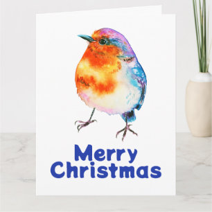 Frohe Weihnachts Robin Watercolor Grußkarte Karte