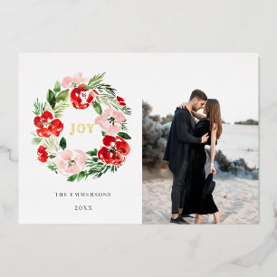 Frohe Weihnachts-Rose Folien Feiertagskarte