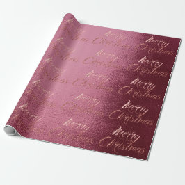 Frohe Weihnachts-Rose Gold Burgundy Maroon Hütte Geschenkpapier