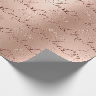 Frohe Weihnachts-Rose Gold Glitzer Script Elegant1 Geschenkpapier