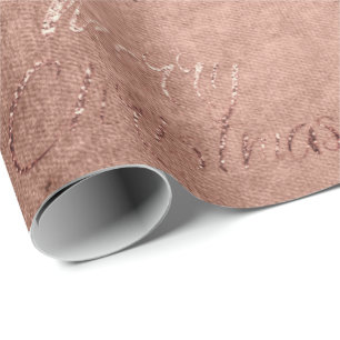 Frohe Weihnachts-Rose Gold Glitzer Script Hütte Geschenkpapier