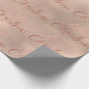 Frohe Weihnachts-Rose Gold Ivory Burlap Hütte Geschenkpapier
