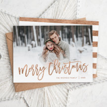 Frohe Weihnachts-Rose Gold Script Foto Overlay