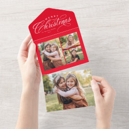 Frohe Weihnachts Rot 4 Foto einzigartiges Feriendr All In One Einladung