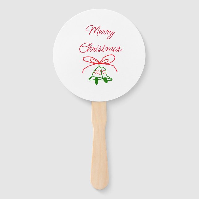 Frohe Weihnachts Rot-Bogen-Grün Glocken stilvoll Fächer (Vorderseite)
