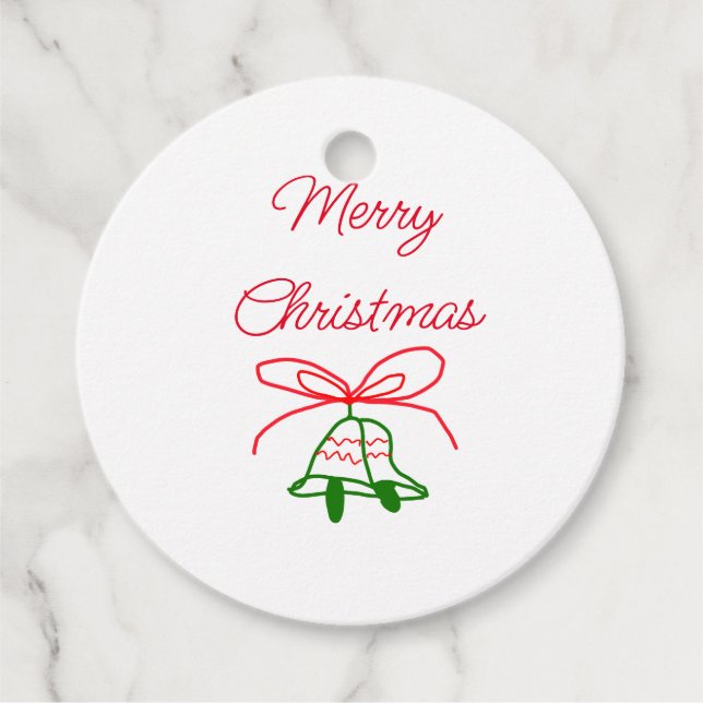 Frohe Weihnachts Rot-Bogen-Grün Glocken stilvoll Geschenkanhänger (Vorderseite)