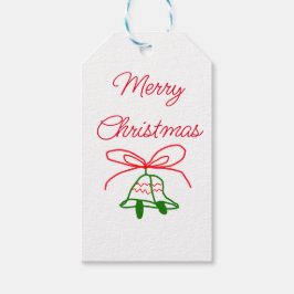 Frohe Weihnachts Rot-Bogen-Grün Glocken stilvoll Geschenkanhänger