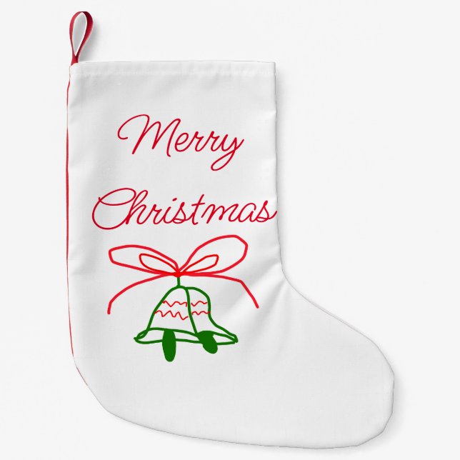 Frohe Weihnachts Rot-Bogen-Grün Glocken stilvoll Kleiner Weihnachtsstrumpf (Vorderseite)
