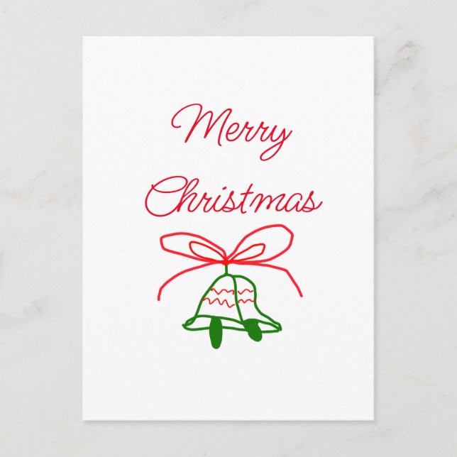 Frohe Weihnachts Rot-Bogen-Grün Glocken stilvoll Postkarte (Vorderseite)