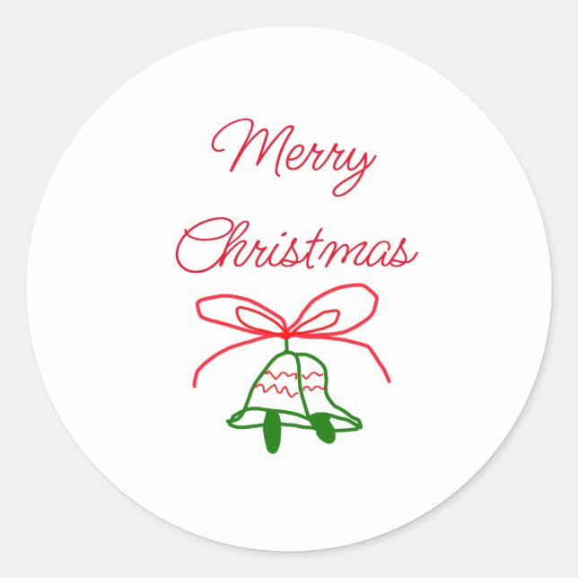 Frohe Weihnachts Rot-Bogen-Grün Glocken stilvoll Runder Aufkleber (Vorderseite)