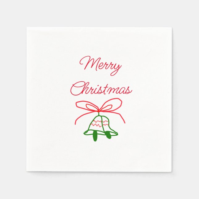 Frohe Weihnachts Rot-Bogen-Grün Glocken stilvoll Serviette (Vorderseite)