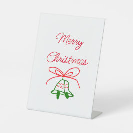 Frohe Weihnachts Rot-Bogen-Grün Glocken stilvoll Sockelschild