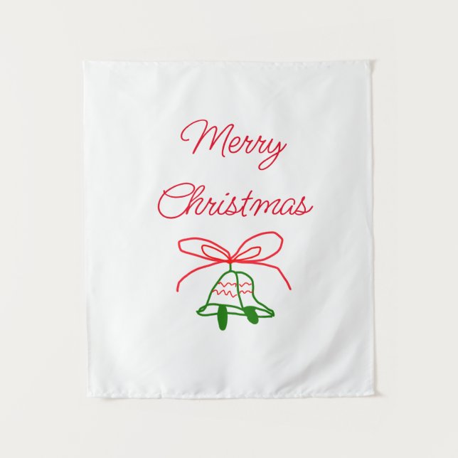 Frohe Weihnachts Rot-Bogen-Grün Glocken stilvoll Wandteppich (Vorderseite)