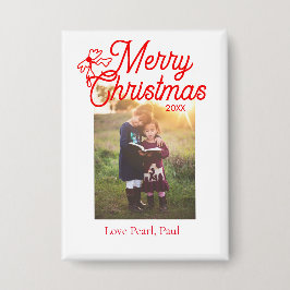 Frohe Weihnachts-Rot-Bug-Kinder Foto modern und el Button