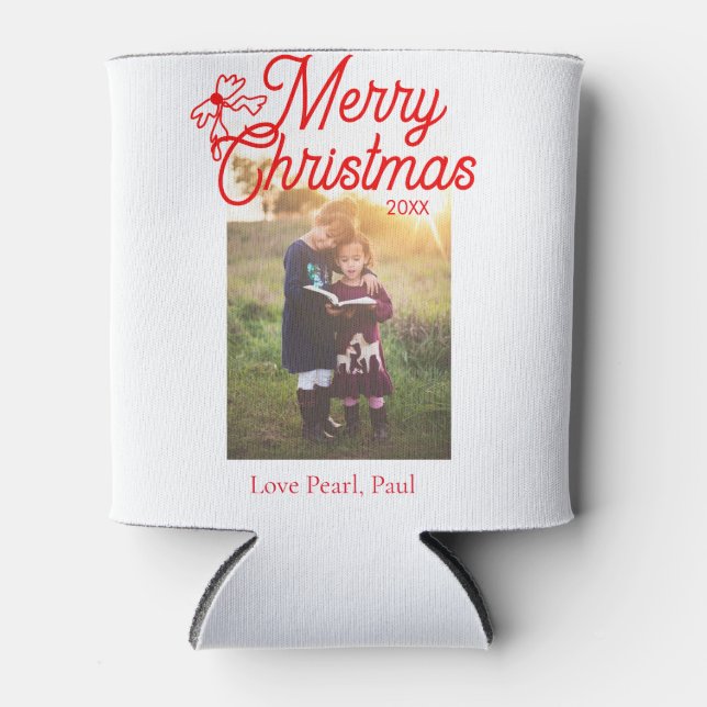 Frohe Weihnachts-Rot-Bug-Kinder Foto modern und el Dosenkühler (Vorderseite)