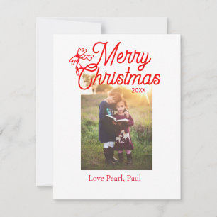 Frohe Weihnachts-Rot-Bug-Kinder Foto modern und el Feiertagskarte
