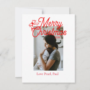 Frohe Weihnachts-Rot-Bug-Kinder Foto modern und el Feiertagskarte