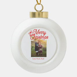 Frohe Weihnachts-Rot-Bug-Kinder Foto modern und el Keramik Kugel-Ornament