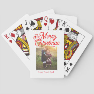 Frohe Weihnachts-Rot-Bug-Kinder Foto modern und el Spielkarten