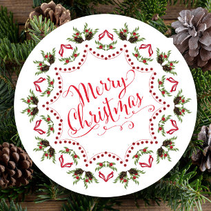 Frohe Weihnachts Rot Grün Pinecone Party QR Code Einladung