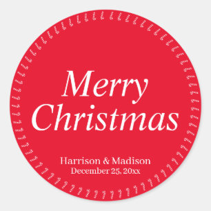 Frohe Weihnachts-Rot-individuelle Name-Geschenk-Ge Runder Aufkleber