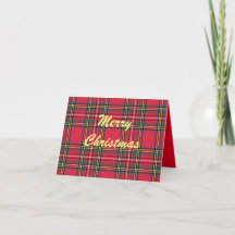 Frohe Weihnachts Rot Kariert geklappte Grußkarte
