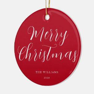 Frohe Weihnachts Rot Minimalistisch Keramik Ornament