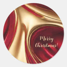 Frohe Weihnachts-Rot und Gold- Runder Aufkleber