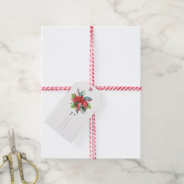 Frohe Weihnachts rot und grün Blume Geschenktasten Geschenkanhänger