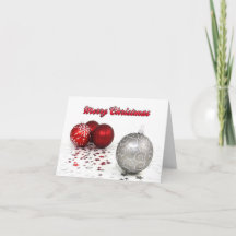 Frohe Weihnachts Rot und Silber Ornamente