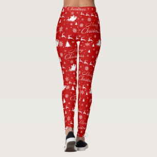 Frohe Weihnachts Rot & Weiß Muster Long Leggings