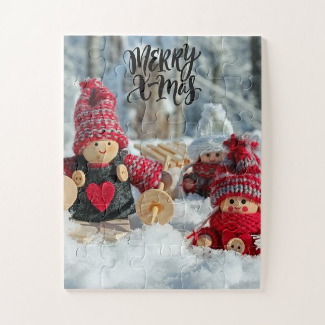 Frohe Weihnachts-Rote Dolls Puzzle (Vertikal)