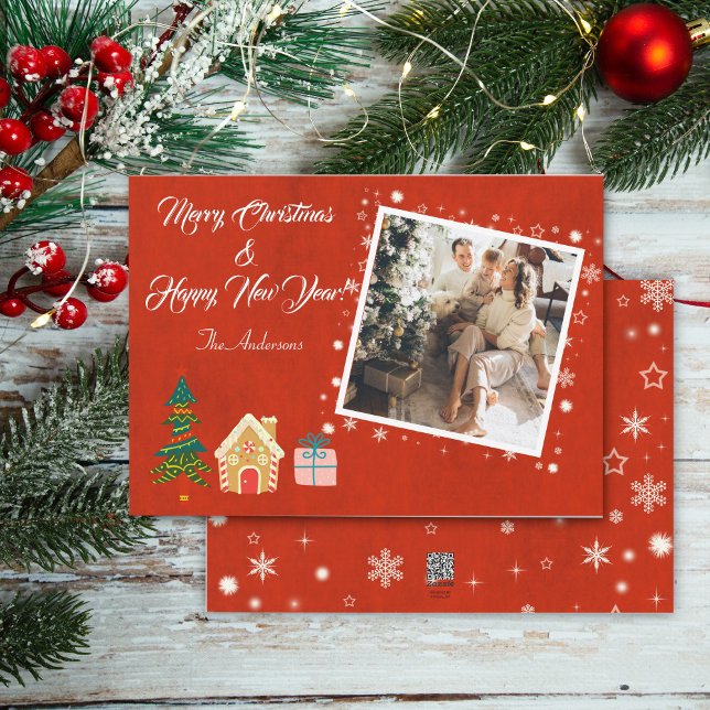 Frohe Weihnachts-Rote-Familie Foto Feiertagskarte (Von Creator hochgeladen)