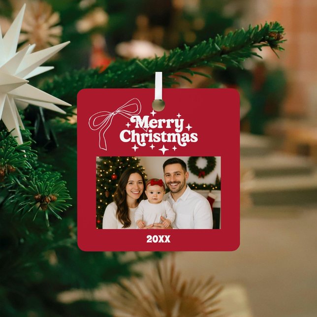 Frohe Weihnachts Rote Foto Bogen handgezeichnet Re Ornament Aus Metall (Von Creator hochgeladen)