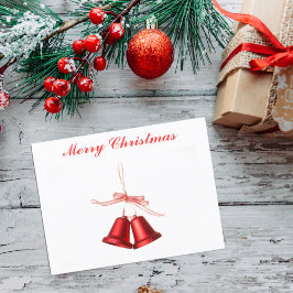 Frohe Weihnachts-Rote Glocke-Dekoration mit Text Feiertagspostkarte