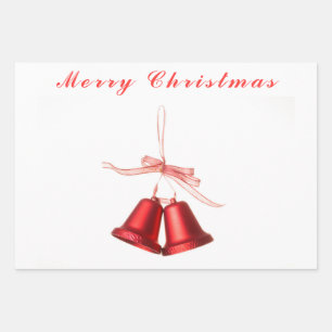 Frohe Weihnachts-Rote Glocke-Dekoration mit Text Geschenkpapier Set