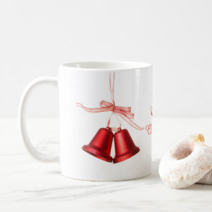 Frohe Weihnachts-Rote Glocke-Dekoration mit Text Kaffeetasse