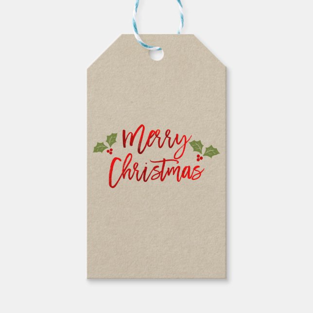 Frohe Weihnachts-Rote Imitate Foil Modern Script K Geschenkanhänger (Vorderseite)