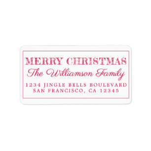 Frohe Weihnachts-Rote Rücksendeadresse Adressaufkleber