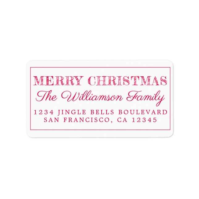 Frohe Weihnachts-Rote Rücksendeadresse Adressaufkleber (Vorne)