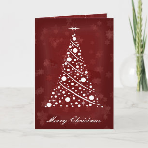 Frohe Weihnachts Rote Sterne White Tree Card Feiertagskarte