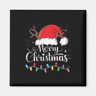 Frohe Weihnachts Rote Weihnachtsmannmütze Reindeer Magnet